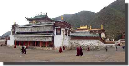 Labrang Buddhist Monastery in the rain.